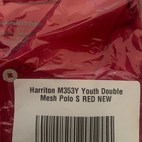 NWT HARRITON YOUTH DOUBLE MESH POLO RED SMALL - Picture 10 of 10